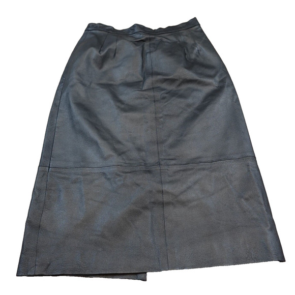 Atlantic Beach Women Medium Skirt A-line Leather Gray Metallic Kick Split - Picture 1 of 9